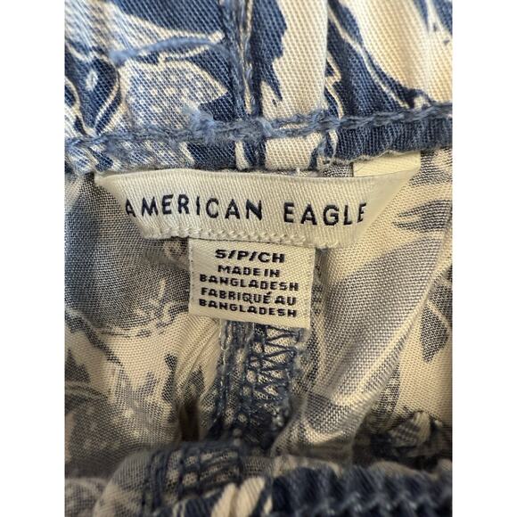 American Eagle Womens Shorts Blue Floral Pull-On Drawstring Hi Rise Size S - Picture 7 of 11
